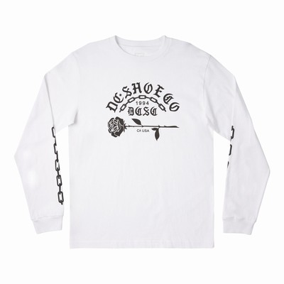 DC Chained Up Long Sleeve Men's White T-Shirt Australia BOH-498